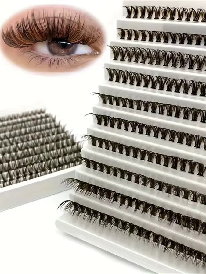 LIMEIKAI Cluster-Wimpern, braun, 40D, 200 Stück, Unisex - Bild 6