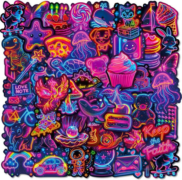 Rspctou Neonlicht-PVC-Aufkleber, Sticker, 10/30/56 Stück - Bild 1