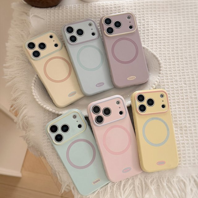 Glänzende Macaron Schutzhülle mit Magnet für Apple iPhone 17 16 15 14 13 Pro Max in Blau - Bild 1