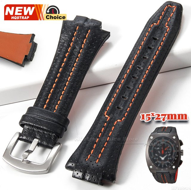 HQstrap Uhrenarmband Leder, 15 mm x 27 mm, Schwarz, Unisex - Bild 1