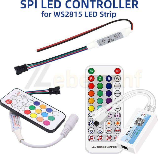 Lebeisenf WS2813 WS2815 Pixel LED-Streifen-Controller mit Bluetooth und RF-Fernbedienung, adressierbarer 4-poliger Mini-Dimmer für DC 5 V, 12 V und 24 V, Multicolor RGBIC Steuerung - Bild 1