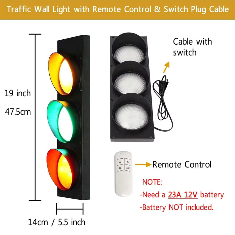 LINCCW Ampel Wandleuchte Schwarz mit integriertem LED 15W Vintage Design und Fernbedienung - Bild 5
