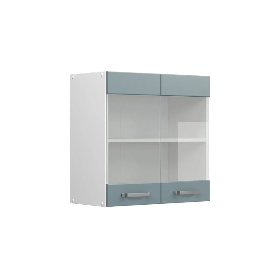 Vicco Küchenglashängeschrank R-Line mit 2 Glastüren in Blau-Grau und Weiß, Breite: 60 cm - Bild 2