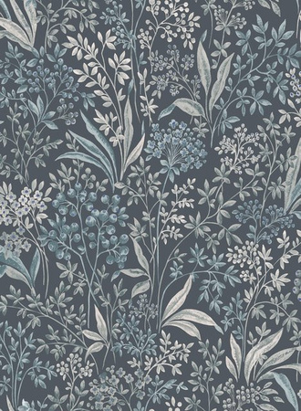 BoråsTapeter Tapete Nocturne 2025 Blue Floral Scandinavian Vlies