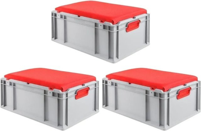SparSet 3 x PROREGAL Eurobox NextGen Seat Box Rot, geschlossene Transportbox aus Kunststoff, H x B x T: 26,5 x 40 x 60 cm, 44 Liter - Bild 1
