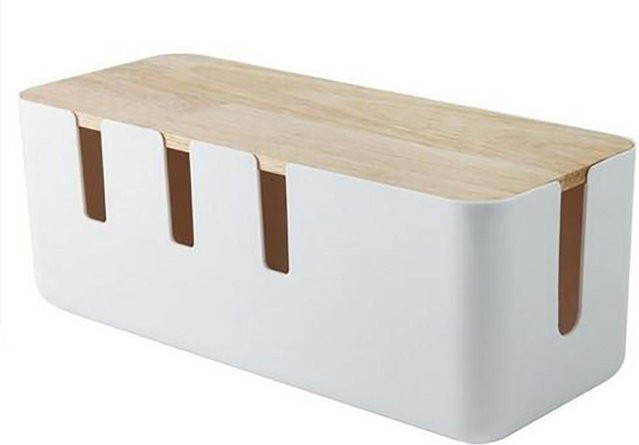 TOMTOP JMS Aufbewahrungsbox für Holzkabel und Steckdosen-Organizer in Weiß - Bild 1