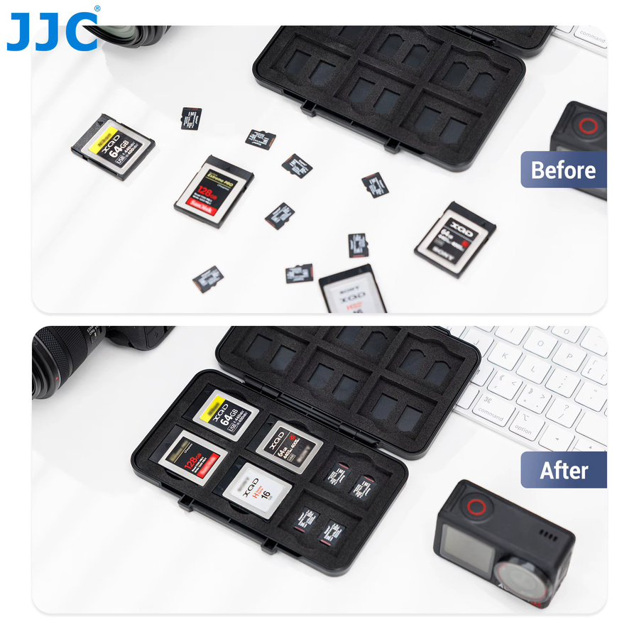 JJC Kartenhalter Schwarz mit 12 Slots für XQD und CFexpress Typ B sowie 24 Slots für MicroSD Karten - Bild 6