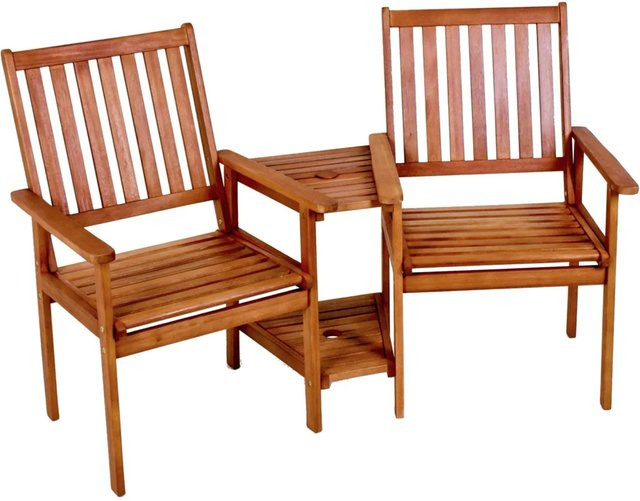 Jardinion Doppelsessel Tisch aus Eukalyptusholz in Braun, B/T/H: 160 x 77 x 96 cm - Bild 1