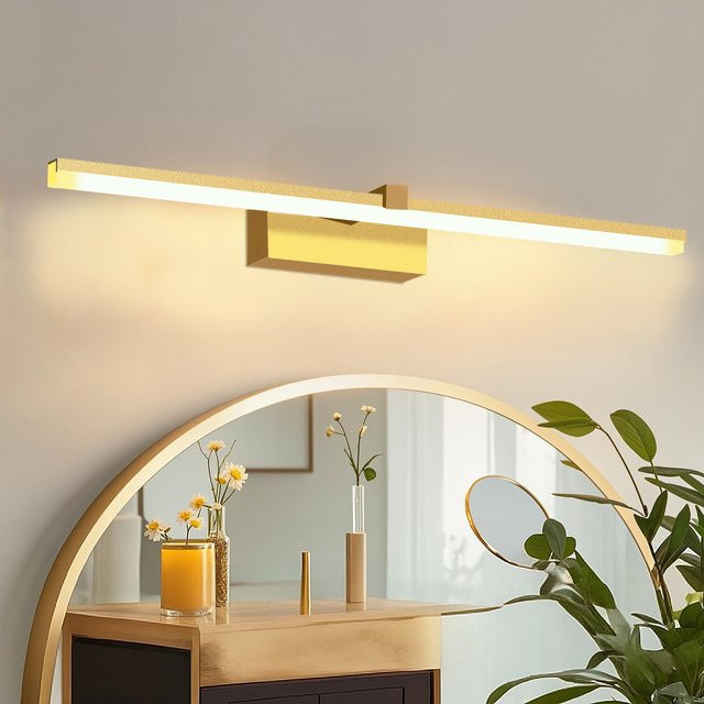 Minimalistische LED Badezimmer Wandleuchte in Gold/Messing mit COB Linear-Effekt von ludengchaoshi - Bild 1