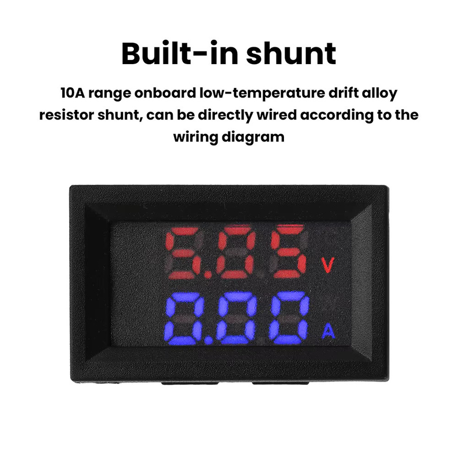 Aideepen Digitales Voltmeter Amperemeter CM430 Spannungs-Strom-Messgerät mit 0,28 Zoll Rot-Blauem LED Dual-Display DC 0-100V 10A - Bild 2