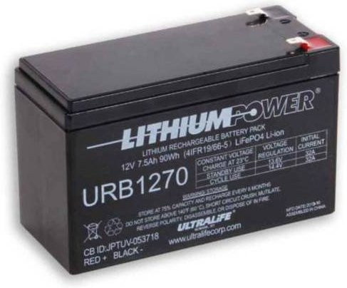 Ultralife URB1270 Spezial-Akku LiFePo-Block mit Flachstecker, LiFePO 4, 12.8V, 7500 mAh, Schwarz - Bild 1
