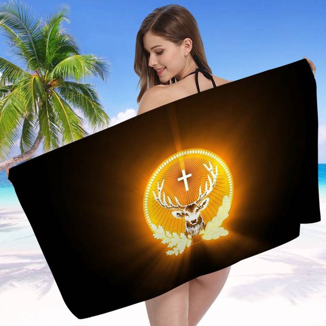 JMG Household Supplies Mikrofaser Strandtuch mit Jagermeister Logo, schnelltrocknend und super saugfähig, Schwarz, B/H: 50 x 100 cm - Bild 1