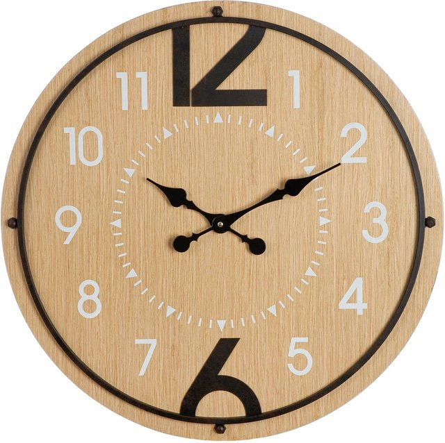 Gilde Wanduhr Jonestown Analog in Braun mit Holzoptik, Durchmesser: 60 cm - Bild 1