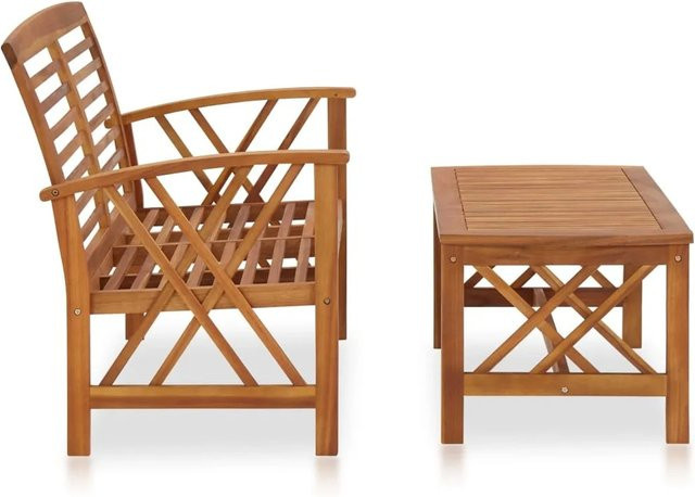 vidaXL 2-tlg Garten-Lounge-Set aus Massivholz Akazie in Braun mit Polstern und Couchtisch - Bild 1