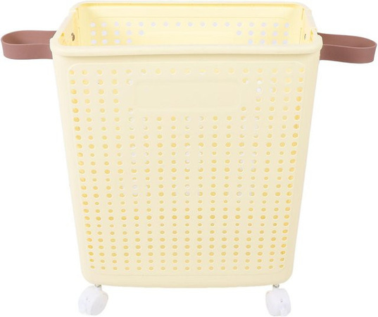 Platzsparender und faltbarer Wäschekorb von CosyHome aus robustem Kunststoff mit Rollen in Weiß und Beige