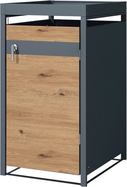 ML-Design Mülltonnenbox mit Pflanzdach aus Stahl in Anthrazit-Eiche, B/T/H: 68 x 80 x 124 cm - Bild 2
