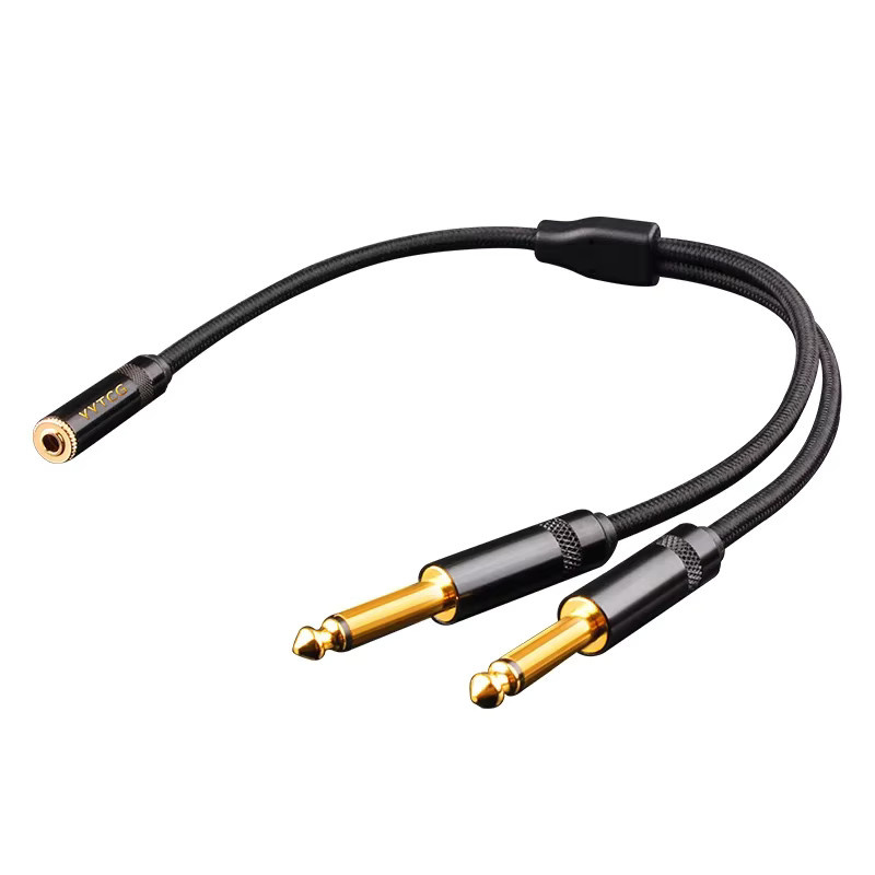 YYTCG Audio-Splitter-Kabel Schwarz: 3,5 mm Buchse auf Dual 6,35 mm Stecker für Mikrofon und Headset-PC-Adapter - Bild 2