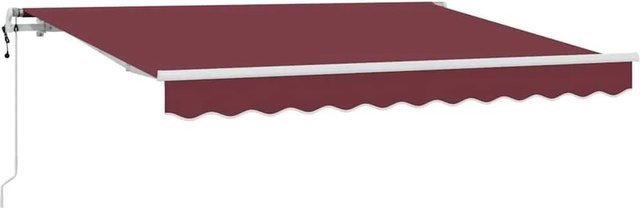 vidaXL Einziehbare Markise in Bordeauxrot mit Fernbedienung, gestreifter Stoff und Aluminiumgestell, B: 300 cm, H: 200 cm, T: 200 cm - Bild 1