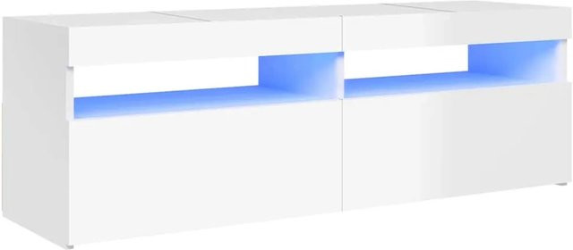 vidaXL TV-Schrank mit LED-Leuchten in Hochglanz-Weiß, B/T/H: 120 x 35 x 40 cm - Bild 1