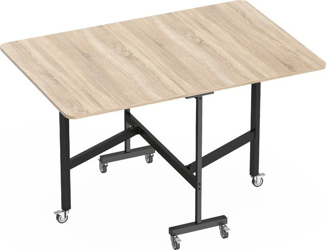 HOMCOM Klappbarer Esstisch in Eiche mit Rollen und Stahlbeinen für 4-6 Personen, B/T/H: 120 x 80 x 73 cm - Bild 1