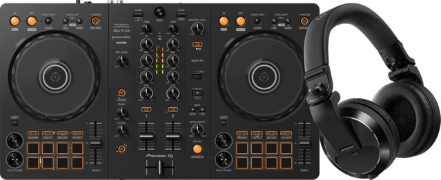 Pioneer DJ DDJ-FLX4 DJ-Controller und HDJ-X7 Over-Ear Kopfhörer Set in Schwarz - Bild 1