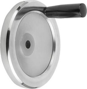 KIPP Scheibenhandrad aus Aluminium und Duroplast mit Passbohrung D2=12H7, Durchmesser D1=100 mm, Farbe Silber/Schwarz - Bild 1