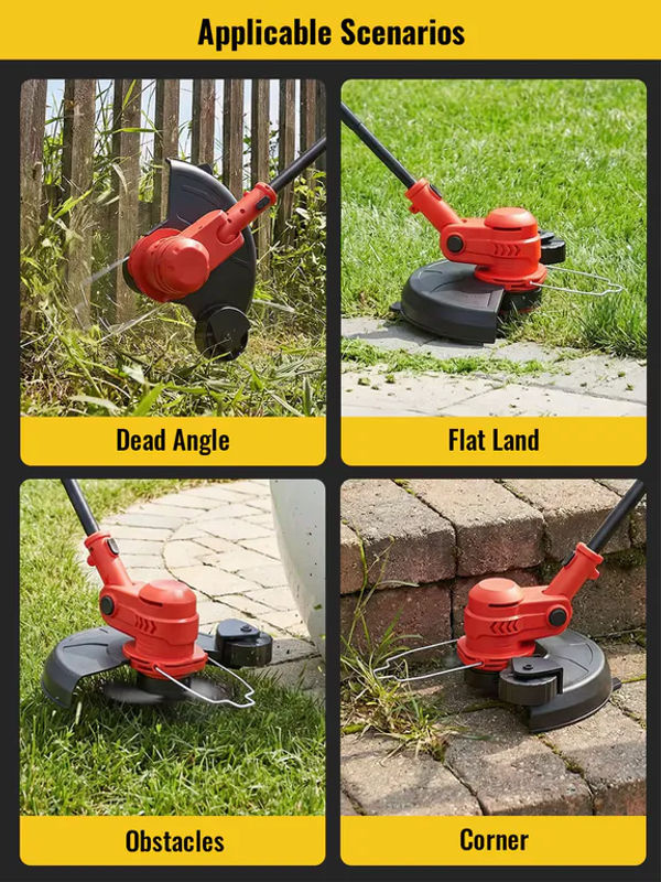 CONENTOOL Elektrischer Rasentrimmer 12 Zoll in Rot mit 2x 4000mAh Akkus für Makita 18V LXT Batterien, 2000W kabelloser faltbarer Rasenmäher - Bild 6