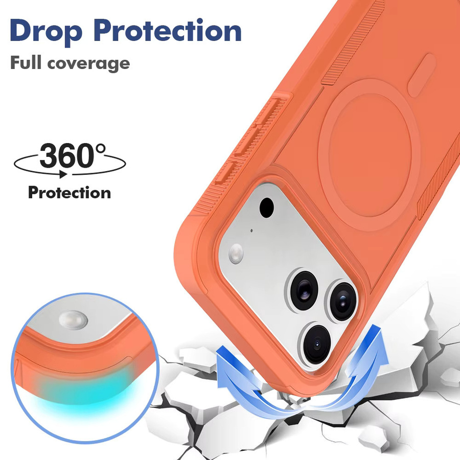 Cosmic Armor OTT magnetische Handyhülle für iPhone 16 15 14 Plus 13 Pro Max stoßfeste kabellose Lade-Schutzhülle in Blau und Orange - Bild 2
