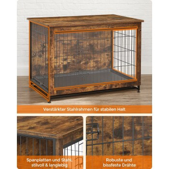Feandrea Hundekäfig als Möbelstück in Braun und Beige aus Metall und MDF - Bild 3