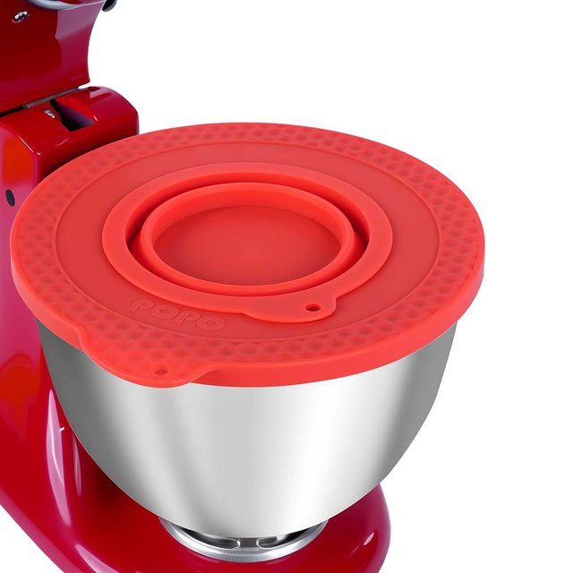 Silikon Schüsselabdeckung mit Ausgießschutz und Deckel für KitchenAid Standmixer 4,5-5 Quart, Rot - Bild 1