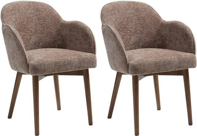 Vente-unique Stuhl Modinia in Taupe mit Kautschukholz-Gestell und strukturiertem Stoff - Bild 1