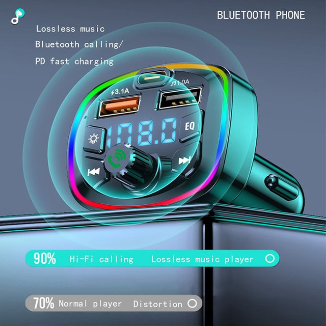 Fireurus Q7 Bluetooth FM-Transmitter mit Dual USB PD 3.1A Schnellladegerät und Freisprecheinrichtung für dein Auto - Bild 1
