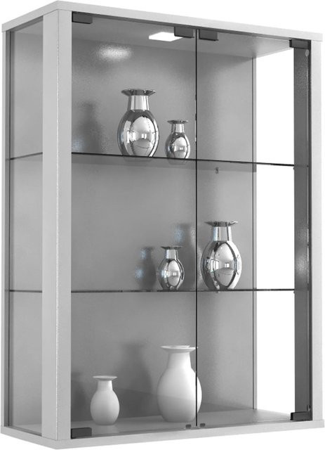 VCM Hängevitrine Udina M in Silber mit ESG-Sicherheitsglas und 2 Glastüren, H x B x T: 80 x 60 x 25 cm - Bild 2