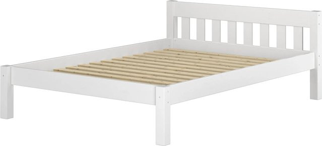 Erst-Holz Massivholzbett Kiefer als Einzelbett Futonbett in Weiß B/T/H: 120 x 200 x 70 cm - Bild 1