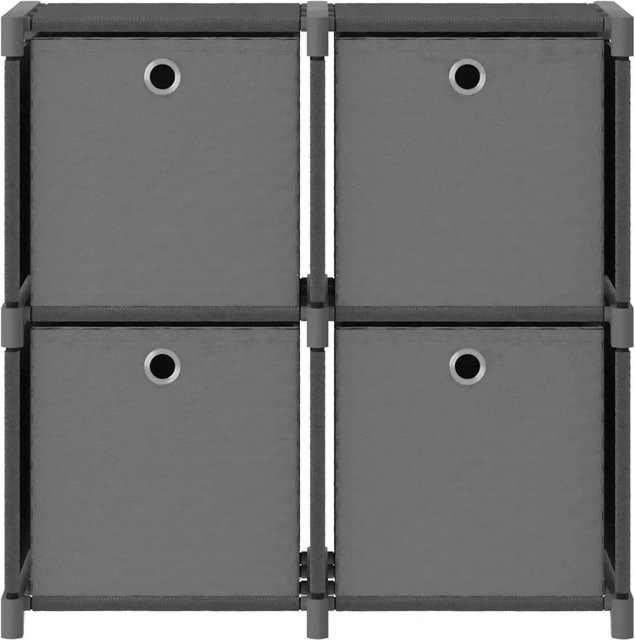 vidaXL Würfel-Regal mit 4 Boxen in Grau, modernes Standregal aus Stahl und Stoff, B/T/H: 69 x 30 x 72,5 cm - Bild 1