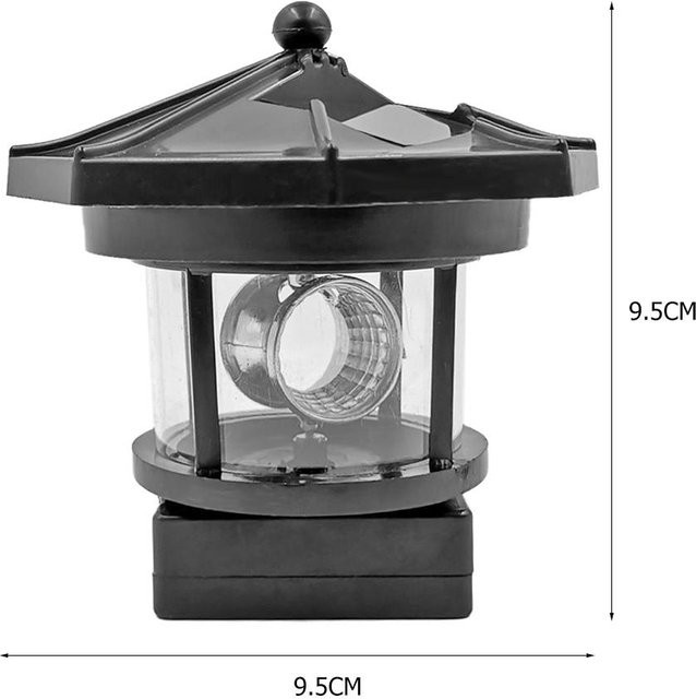 Solar-LED-Leuchtturm mit intelligentem Sensor und rotierendem Licht für die Gartendekoration in Rot und Schwarz - Bild 1