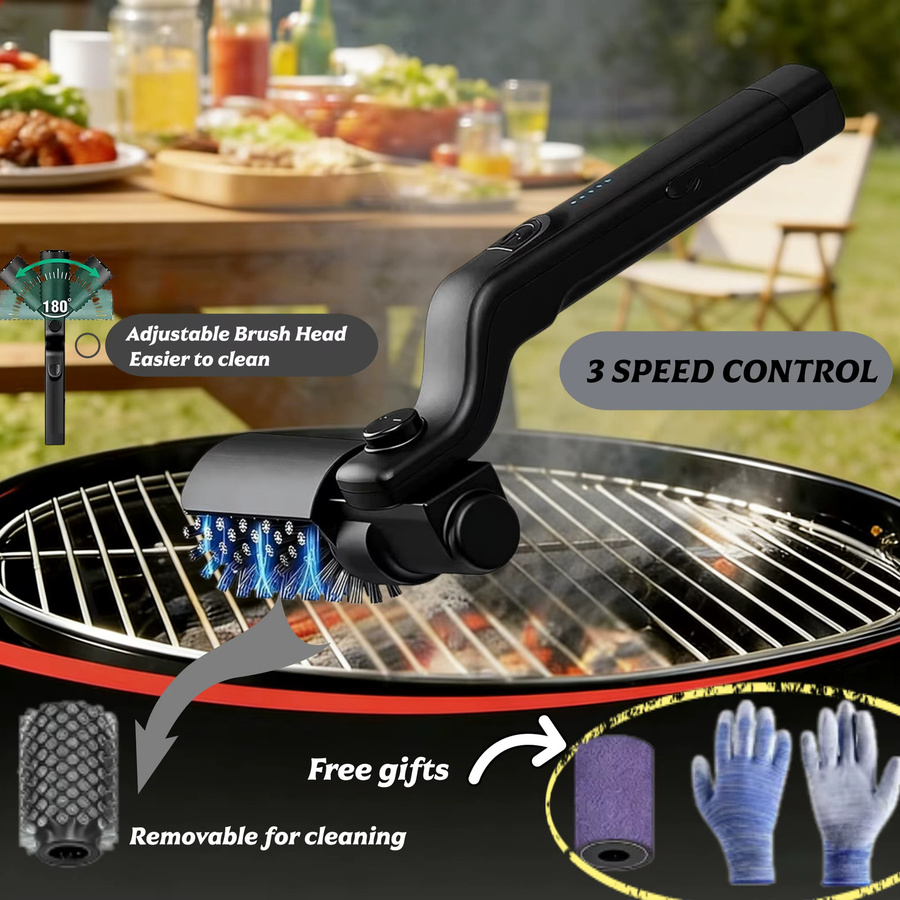 Elektrische XIAOTREE BBQ-Grillbürste mit 3 Geschwindigkeitsstufen und 180 Grad verstellbarem Kopf für Outdoor-Grills und Smoker - Bild 7