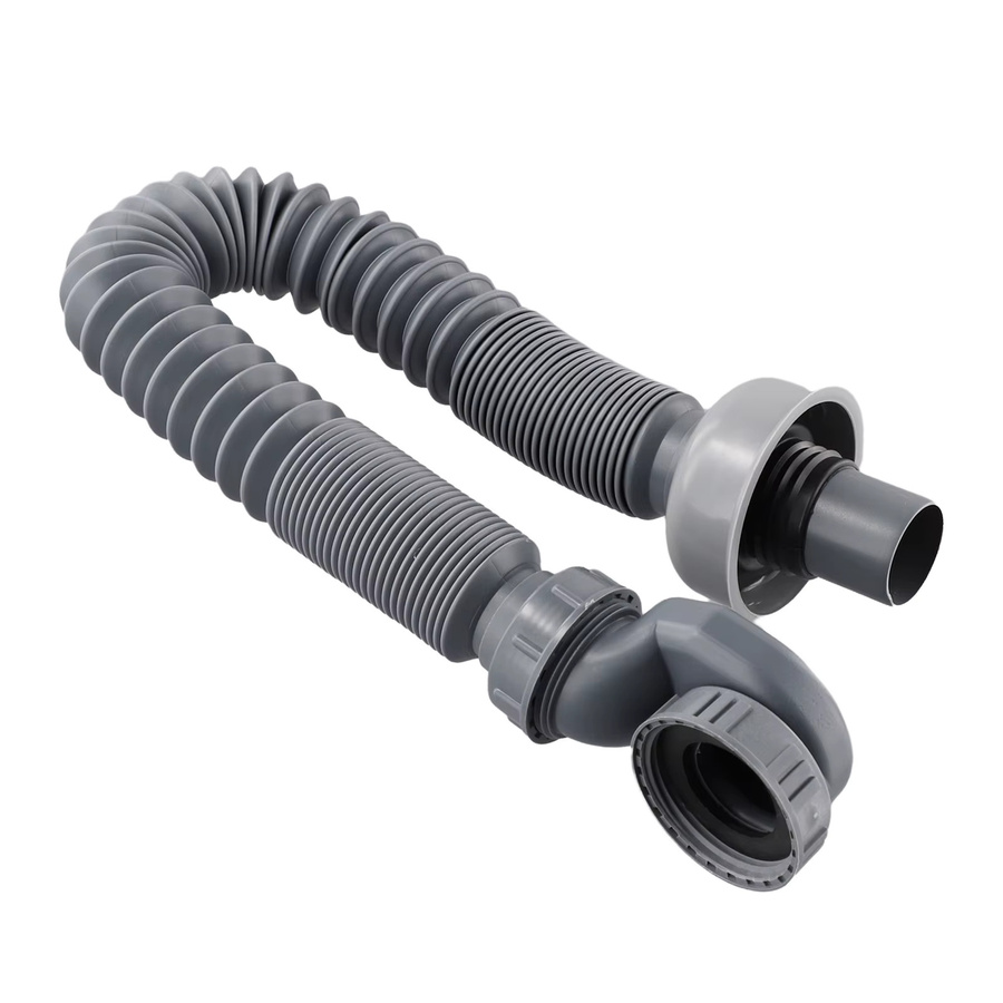 Vibratite Flexibles P-Typ Abflussrohr für Waschbecken und Dusche, Grau, Länge: 90 cm - Bild 2