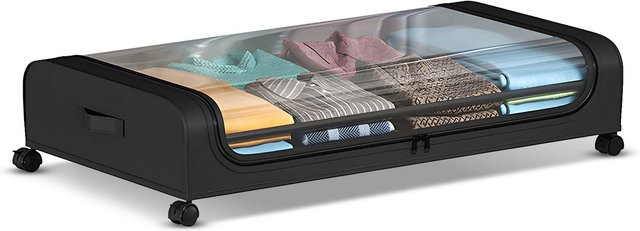 ZuiyouSports1 2er-Pack Aufbewahrungsboxen für unter das Bett mit Deckel und Rollen, transparent und schwarz, B/T/H: 80 x 44 x 16 cm - Bild 1