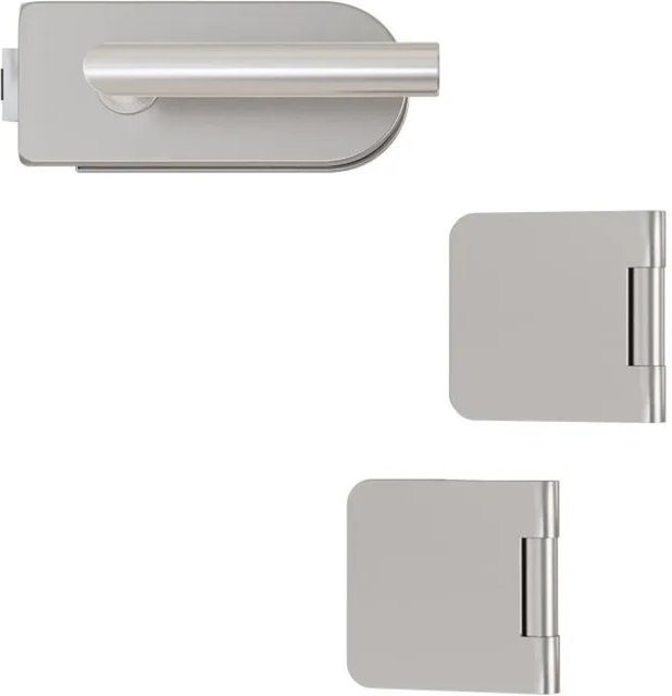 Hansaglas Glastürbeschlag Studio/Office unverschließbar gerundet aus Edelstahl in Silber - Bild 1