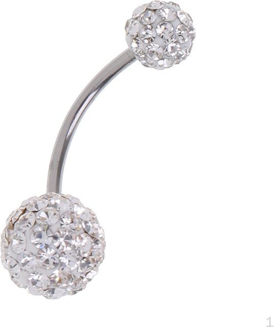 Bauchnabelpiercing Edelstahl, Kristall, Damen, White gray - Bild 1
