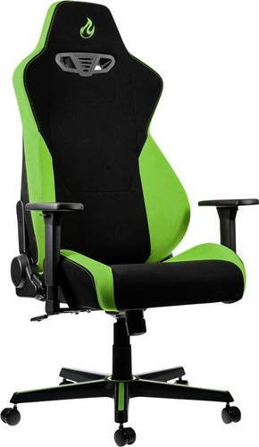 Nitro Concepts S300 Atomic Green Gaming-Stuhl in Schwarz und Grün mit Stoffbezug und Kopfstütze - Bild 1