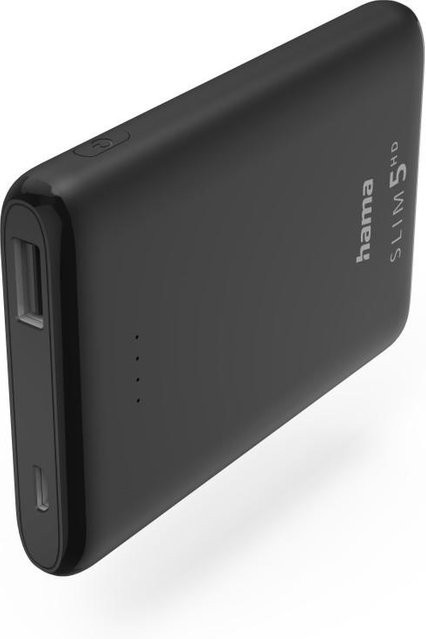 Hama Power Pack SLIM 5HD 5000mAh mit USB-A Ausgang in Schwarz - Bild 1