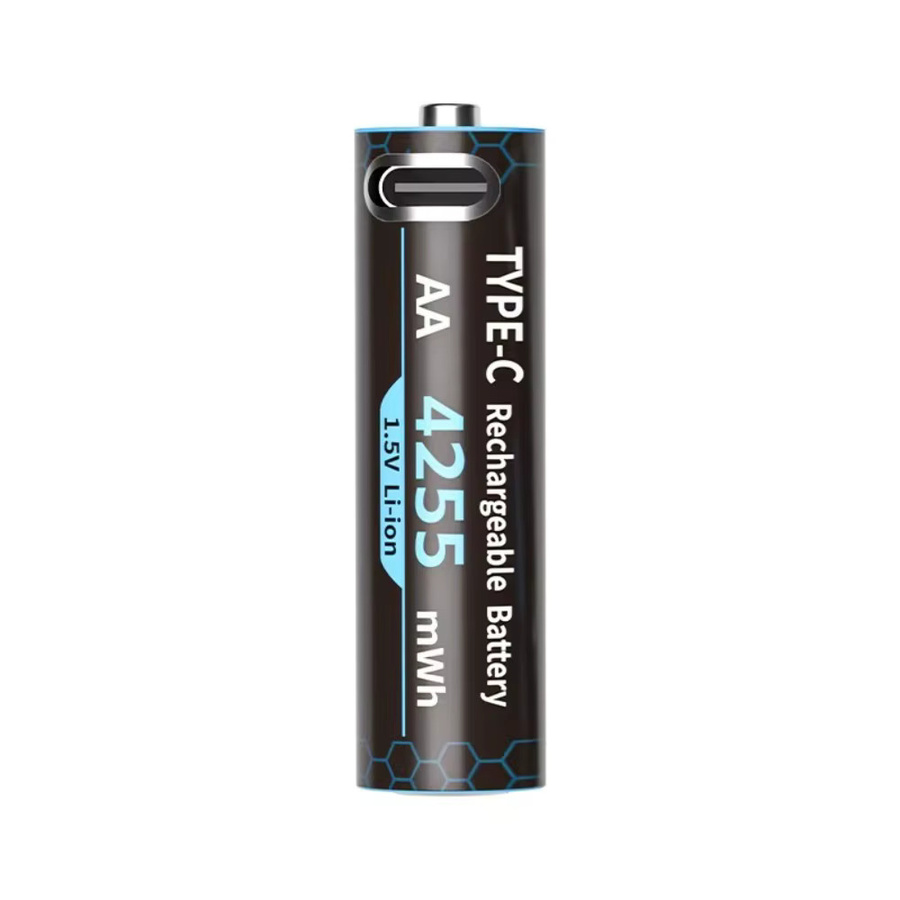 NDNNAS AA Lithium-Wiederaufladbare Batterie 1,5V mit USB-C Anschluss, 4255mWh, Schwarz - Bild 2