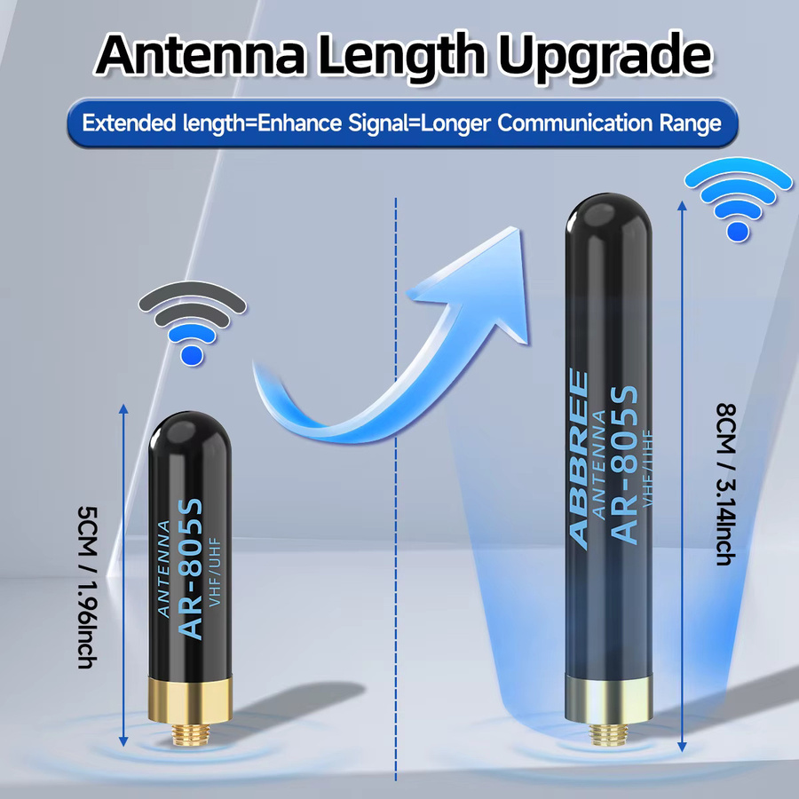 ABBREE AR-805 Plus 805S Dualband Kurz- und Langstrecken-Walkie-Talkie-Antenne mit SMA-Buchse in Schwarz für Baofeng UV-5R MINI UV-32 Amateurfunk - Bild 4