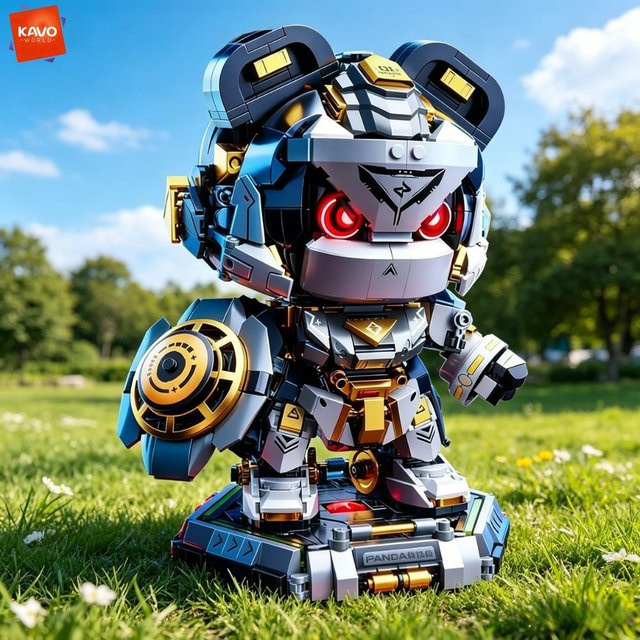KAVOWORLD Panda-Mecha-Modellbausatz, 1623 Teile, mit LED-Beleuchtung - Bild 1