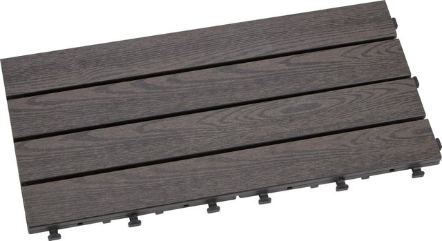 6er Set Klickfliesen WPC in Holzoptik Anthrazit B: 60 cm, T: 30 cm - Bild 1