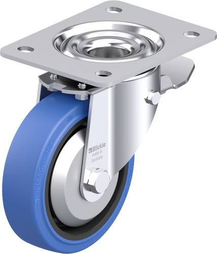 Blickle Stahlblech-Lenkrolle LK-POEV 125R-3-ST-SB-FA in Schwarz und Blau mit Rad-Durchmesser 125 mm und einer Tragfähigkeit von max. 250 kg - Bild 1