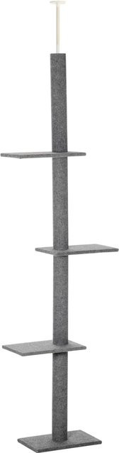 PawHut Deckenhoher Kratzbaum in Grau mit 4 Ebenen aus Polyester und Spanplatte, B/T/H: 27 x 43 x 228 cm - Bild 1
