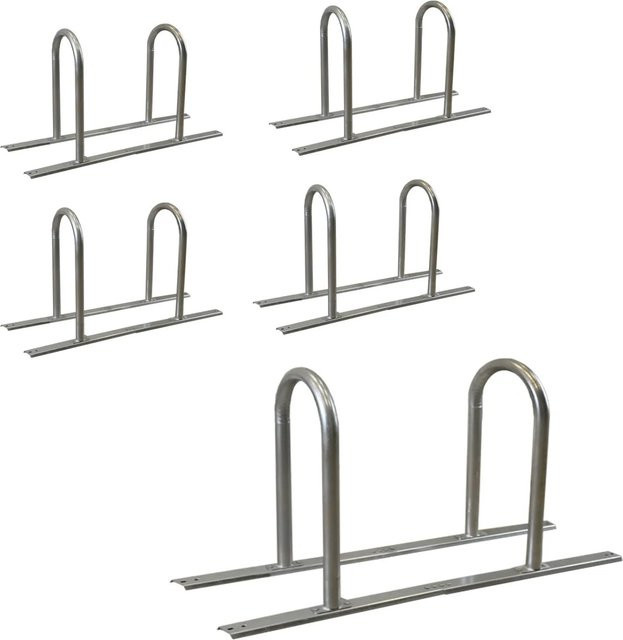 TRUTZHOLM 5er Set Fahrradanlehnbügel Typ U aus feuerverzinktem Stahl in Silber, H x B x T: 140 x 88 x 5 cm - Bild 1